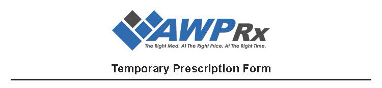 Header of temporary prescription form showing AWPRx logo