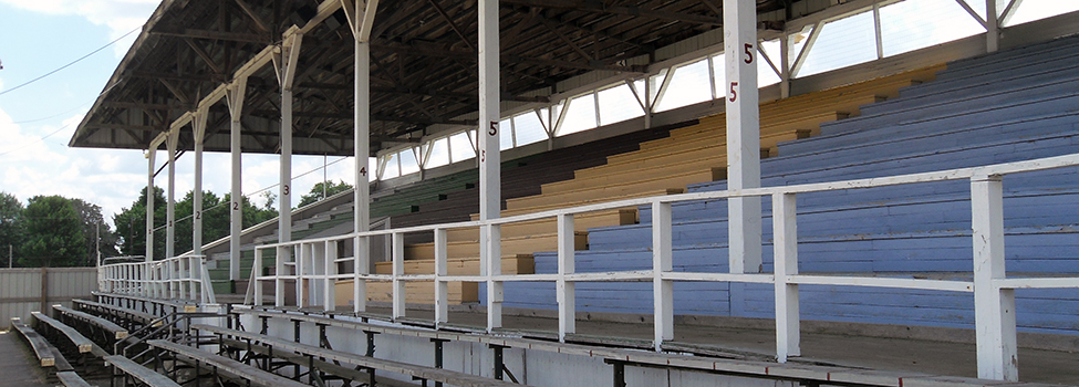 Empty county fair bleachers