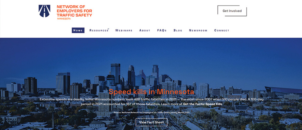 Homepage of Network of Employers for Traffic Safety website